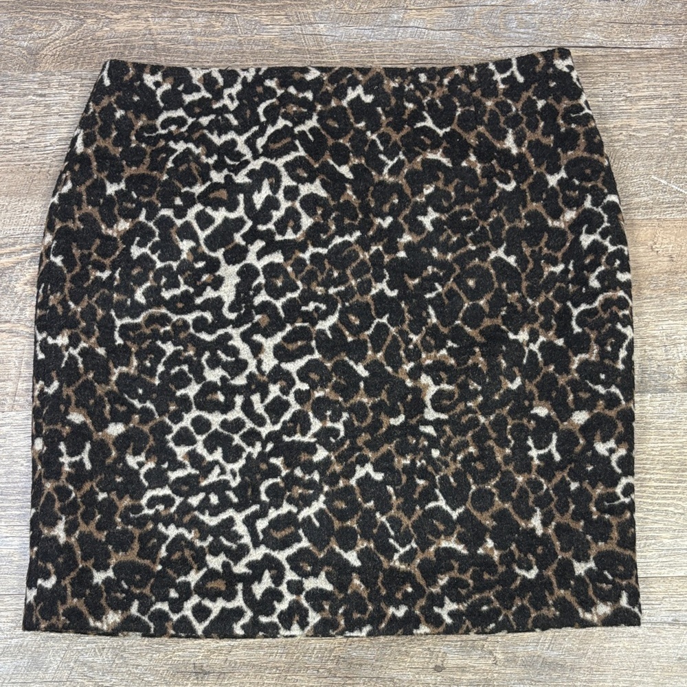 Elliott Lauren Faux Fur Leopard Pencil Skirt | Size 10 | Made in USA